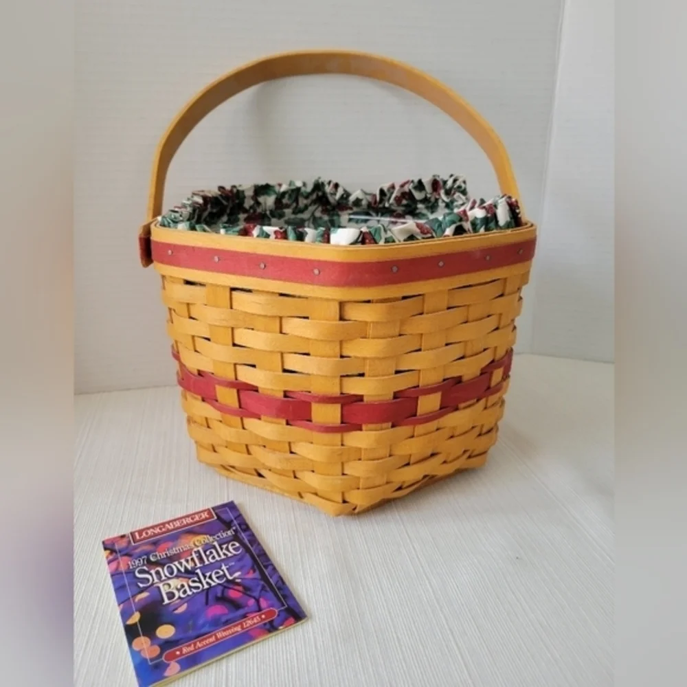 Longaberger 1997 Christmas Collection Snowflake‎ Basket with Protector and liner